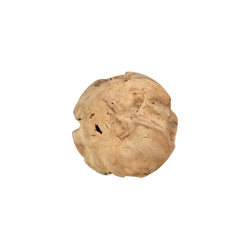 Grande sculpture boule en bois de teck