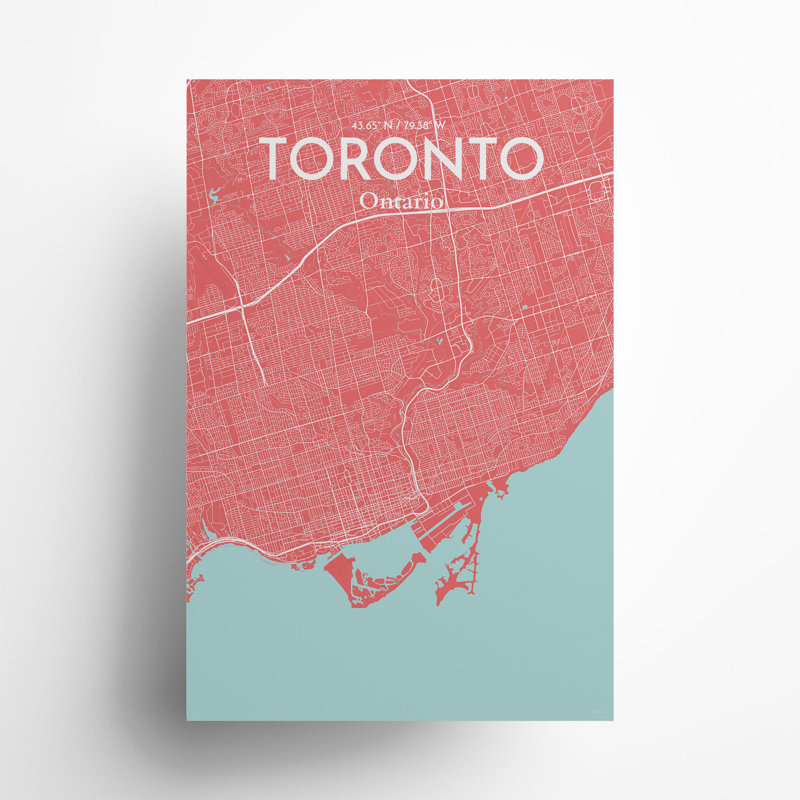 Toronto City Map In Maritime - No Frame Print, 36cm H x 24cm W x 0.05cm D