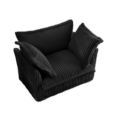 Comfortable Slip-covered Armchair with Multiple Soft Pillows and Deep Seat
