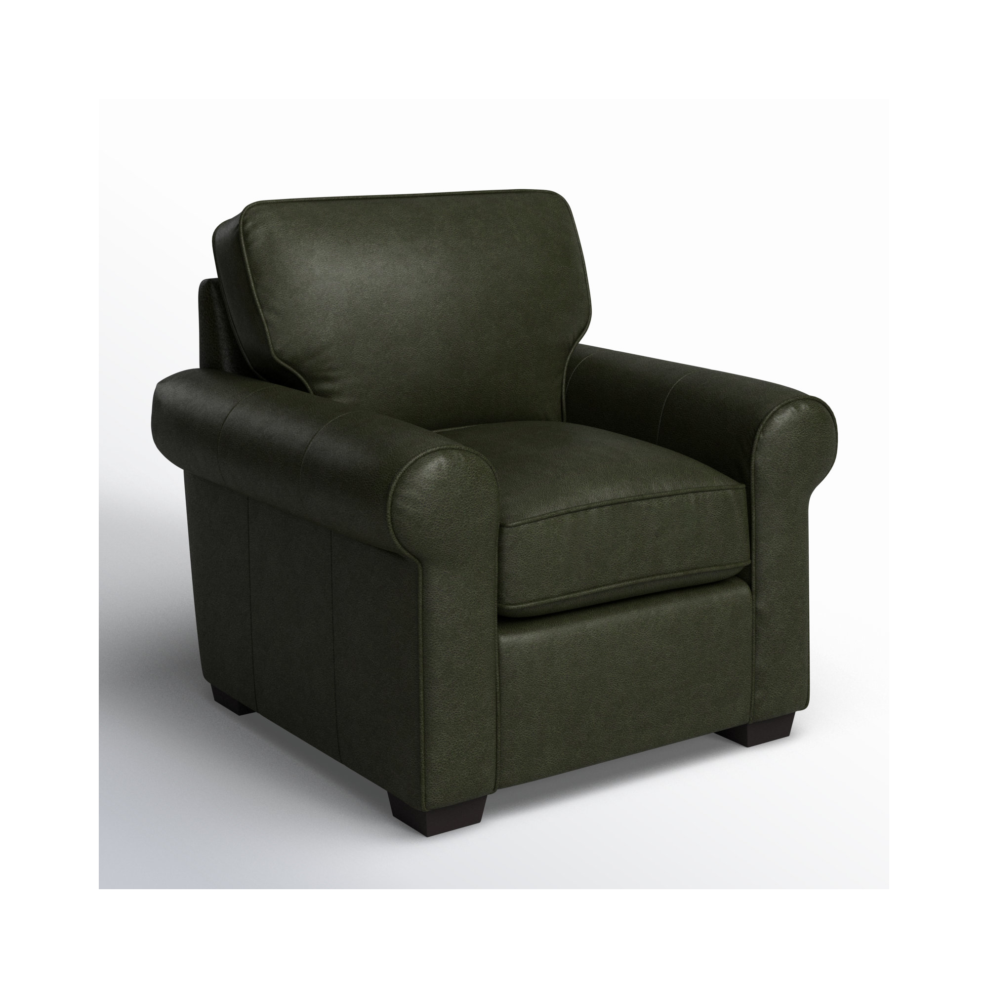 Porter Genuine Leather Armchair, Steamboat Charcoal Genuine Leather