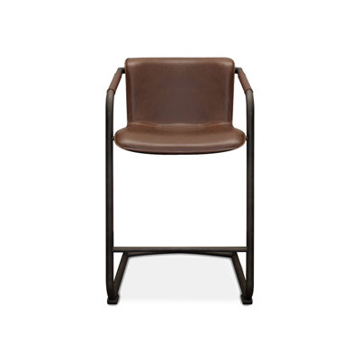 27 Inch Cantilever Counter Stool Chair, Set Of 2,Faux Leather