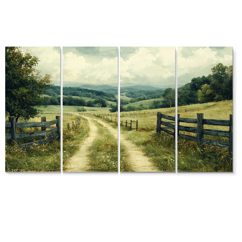 «Green Peaceful Valley I», ensemble d'art mural, H 32 po x l 64 po