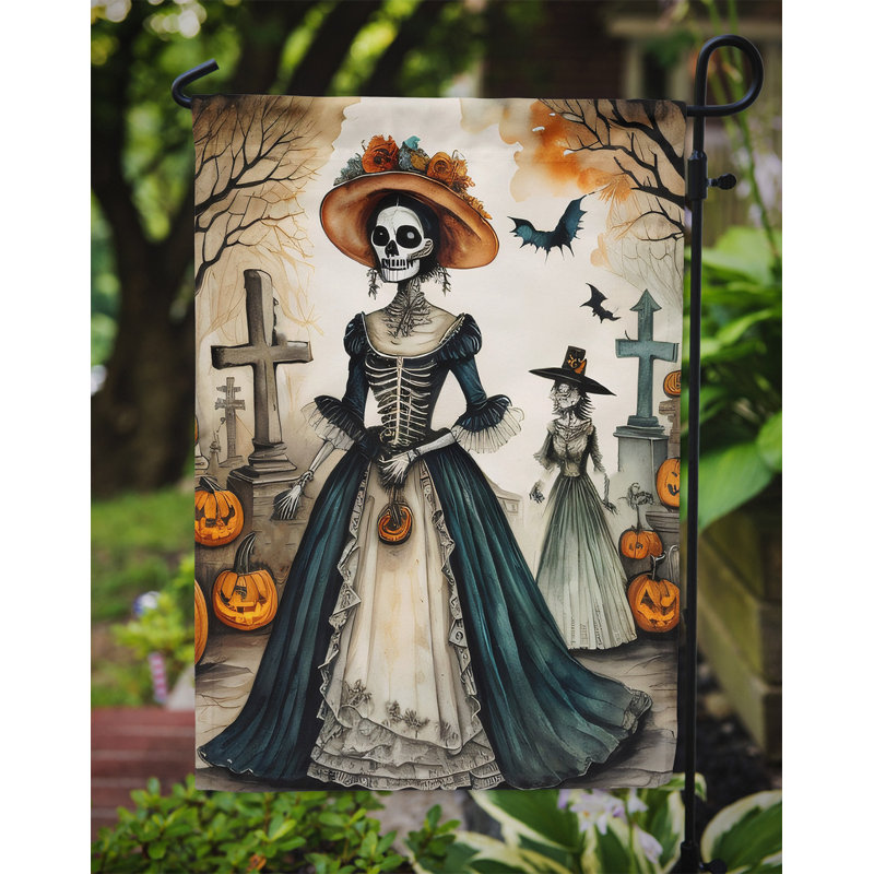 Drapeau de jardin d'Halloween squelette La Catrina