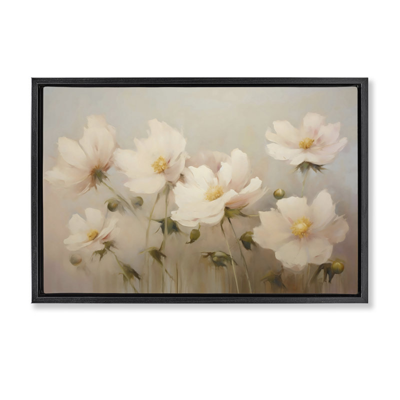 Cadre flottant Faded Pink Blossoms, design par LSR Creative Studio, Cadre flottant noir de jais, H 17 po x l 25 po