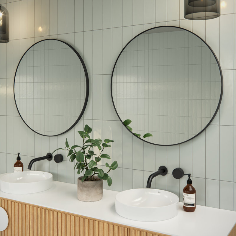 Modern & Contemporary Bathroom/Vanity Mirror, Black, 28" x 28"