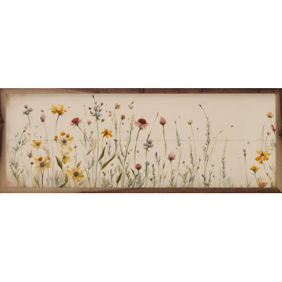 Fleurs de champ simples encadrées sur bois