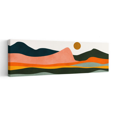 Désert, soleil, horizon, abstrait, paysage serein moderne, montagne, art mural