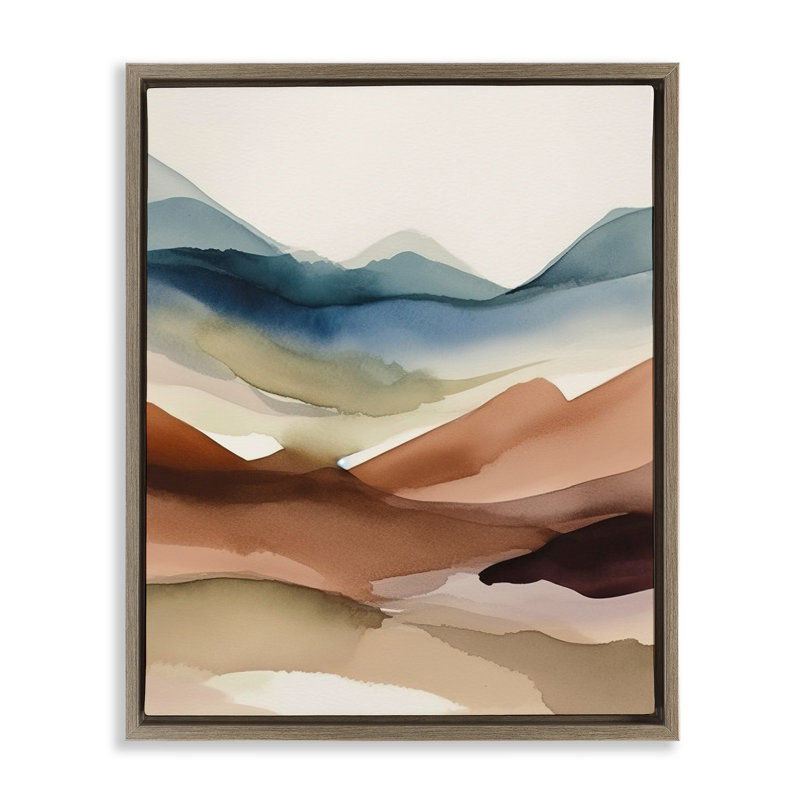 Paysage abstrait du désert, H 21 po x l 17 po, Cadre flottant orme Montalcino