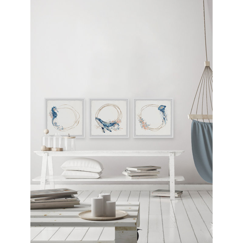 Triptyque de créatures de la mer profonde, H 32 po x l 32 po x P 1,5 po