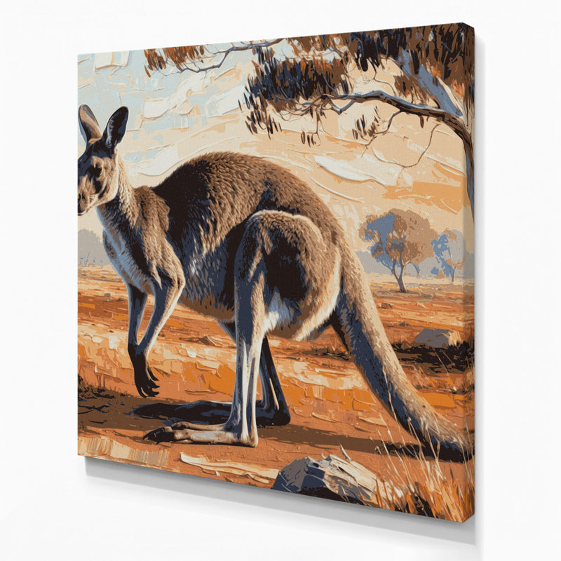 Faune, art mural sur toile brun kangourou, H 16 po x l 16 po