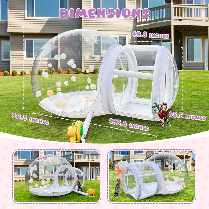 TPU Bubble Balloon House Inflatable Bubble Tent with UL Blower&Pump for Party Total Length 13FT