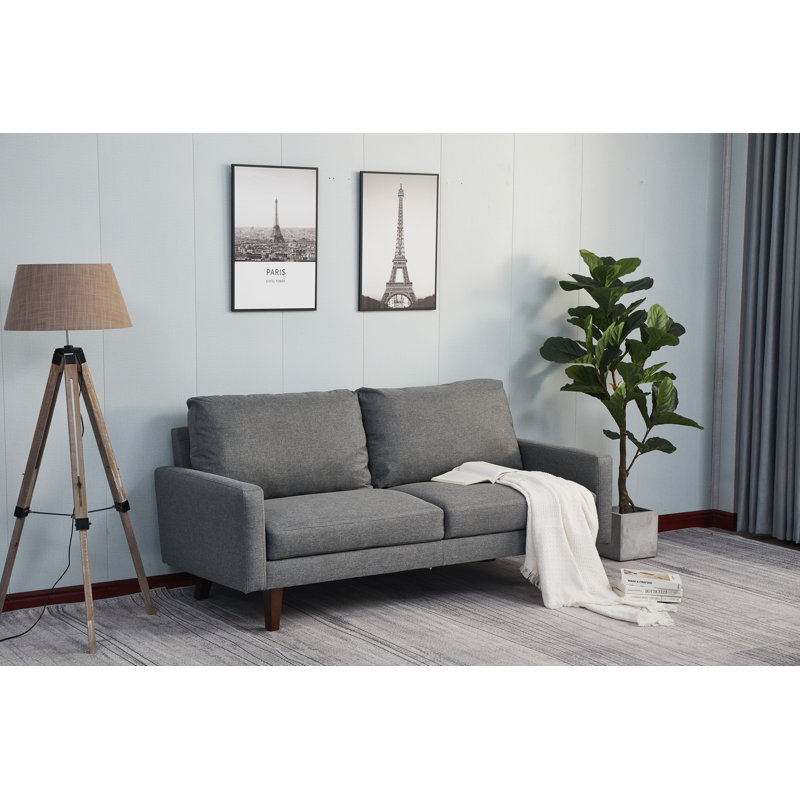 Seaddon Square Arm Sofa, Light Gray Linen Blend, 35" H x 70" W x 32" D