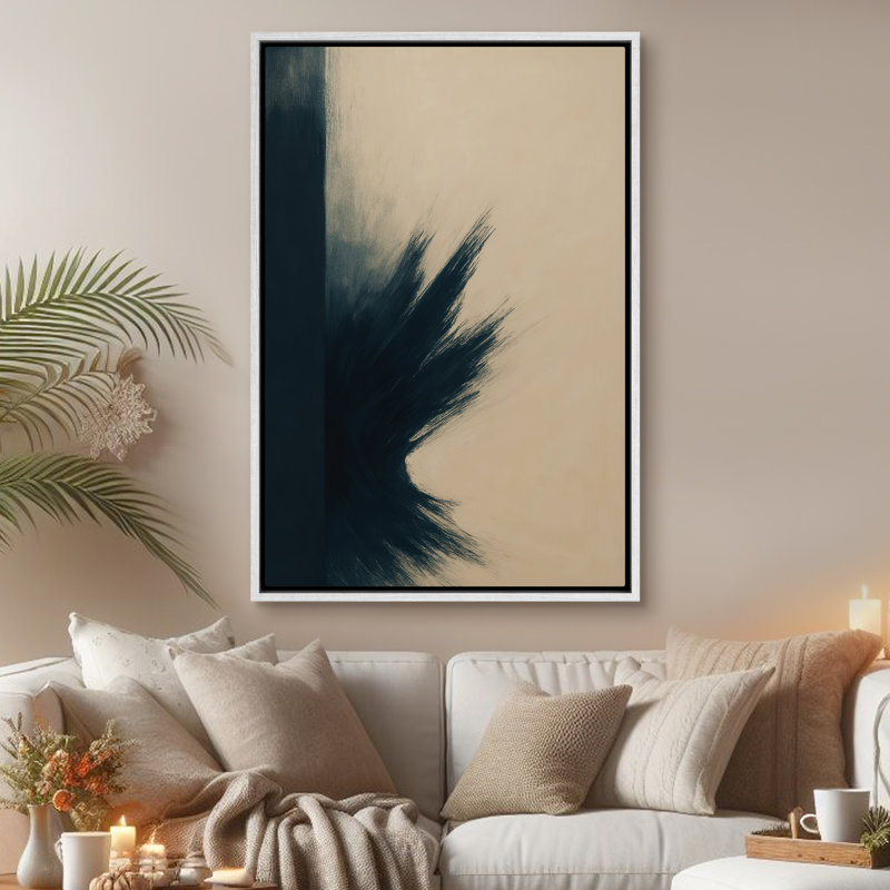 Art mural encadré abstrait rétro antique classique pour chambre à coucher, H 24 po x l 16 po, Blanc