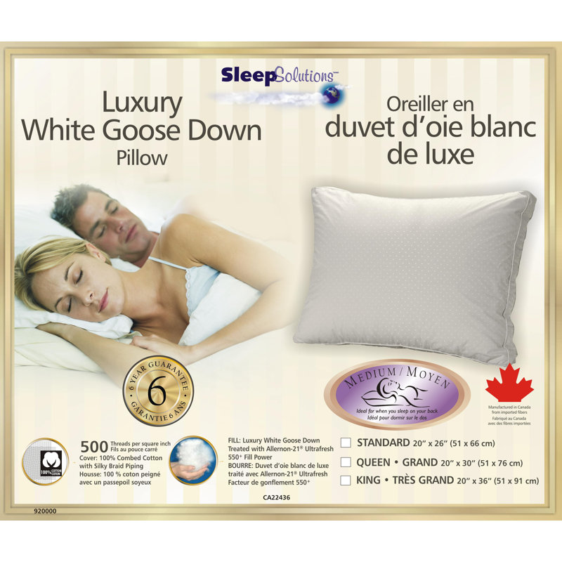 Oreiller moelleux en duvet synthétique, Oreiller standard : 20 po x 26 po