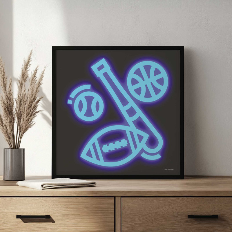 «Neon Sports» par Seven Trees Design, reproduction d'art, L 30 po x H 30 po, Impression encadrée, Doré