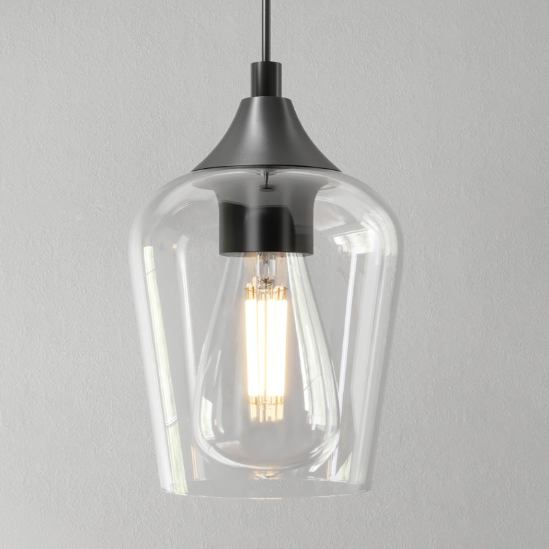 Pendant Light Fixture with Adjustable Height, Matte Black, 2