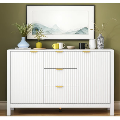 Wave-Pattern Sideboard Cabinet With 3 Drawers And 3 Doors
