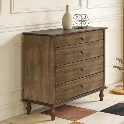 Large 4-Drawer Chest with Solid Wood Foot