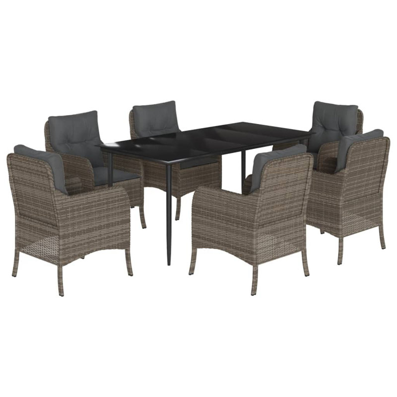 Ensemble repas 3 pièces avec coussins en rotin , H 29,1 po x l 31,5 po x P 63 po