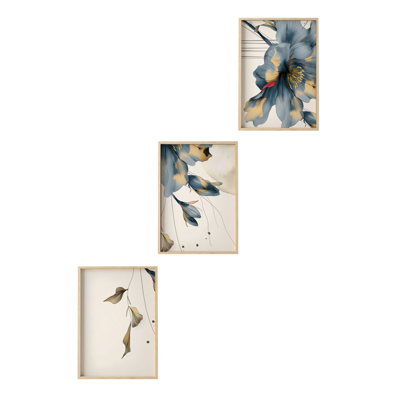 Élégante peinture décorative en panneau de fibres à densité moyenne (3 pièces), 19,7 po x 27,6 po chacune | 100% panneau de fibres à densité moyenne avec une épaisseur de 0,1 pouce, structure en bois massif (épaisseur: 1,0 pouce) | Parfait pour le salon, la chambre à coucher et le bureau
