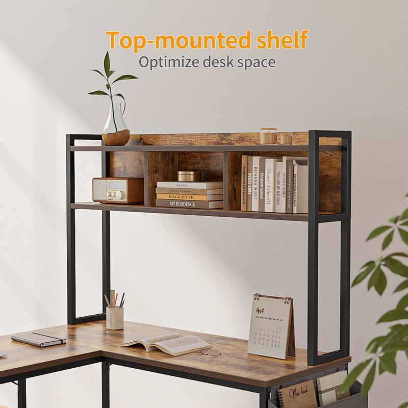 Stathelle L-Shaped Metal Base Writing Desk, Black