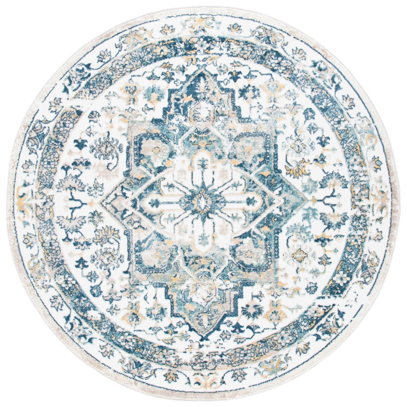 Tapis oriental bleu marine Dewberry, Rond 6 pi 7 po