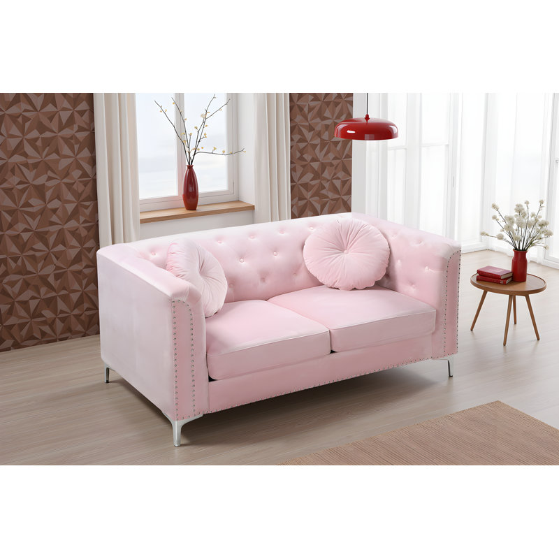 Nade Velvet Loveseat, Pink