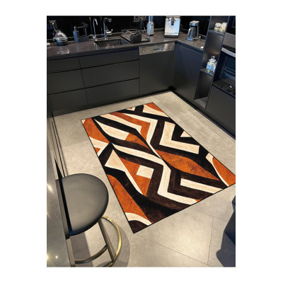 Washable Ethnic Multicolor Geometric Patterned Decorative Area Rug