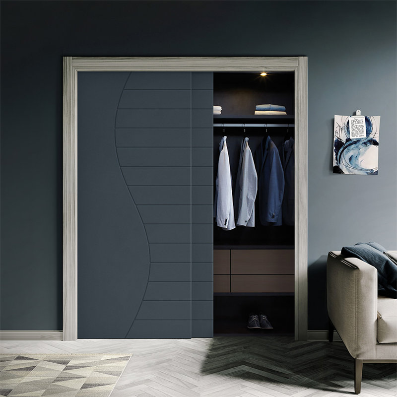 Portes de placard coulissantes à panneaux, 48 po x 80 po, Gris anthracite