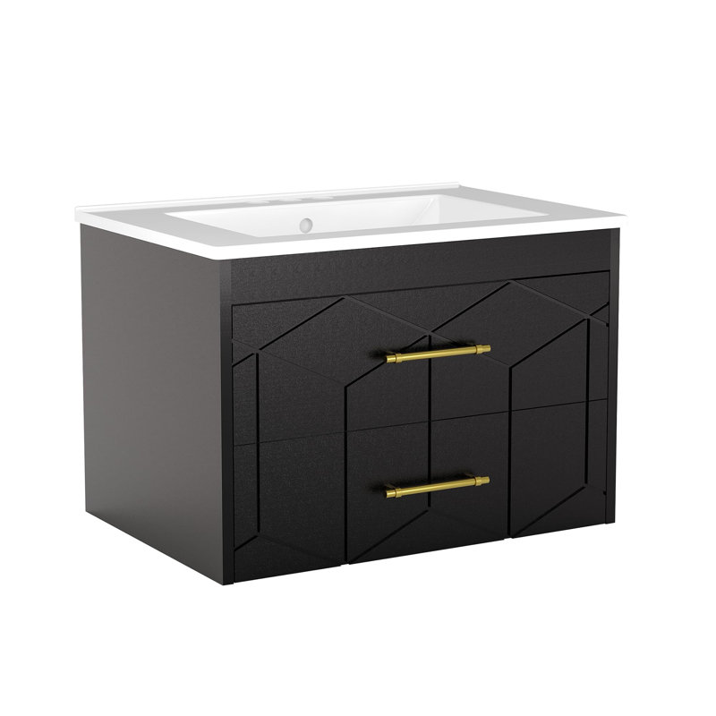 Meuble-lavabo 24 po avec lavabo, 24", Noir