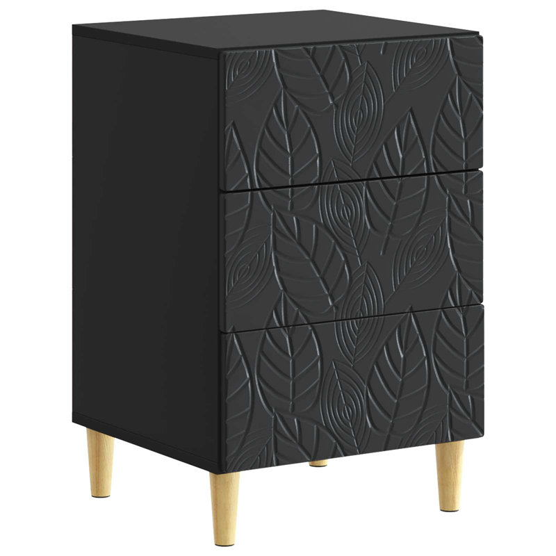 43cm W Composite Bedside Table, Black