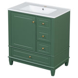 Bathroom Vanity with Sink, Two Doors with Shelf 33.7"H x 30"W x 18.3"D