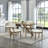 Darla 5Pc 70"W Rectangular Walnut Oak Geometric Cross Base Dining Set