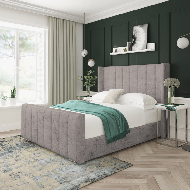 Aspen Marble Upholstered Ottoman Bed Frame, Super King (6'), Steel