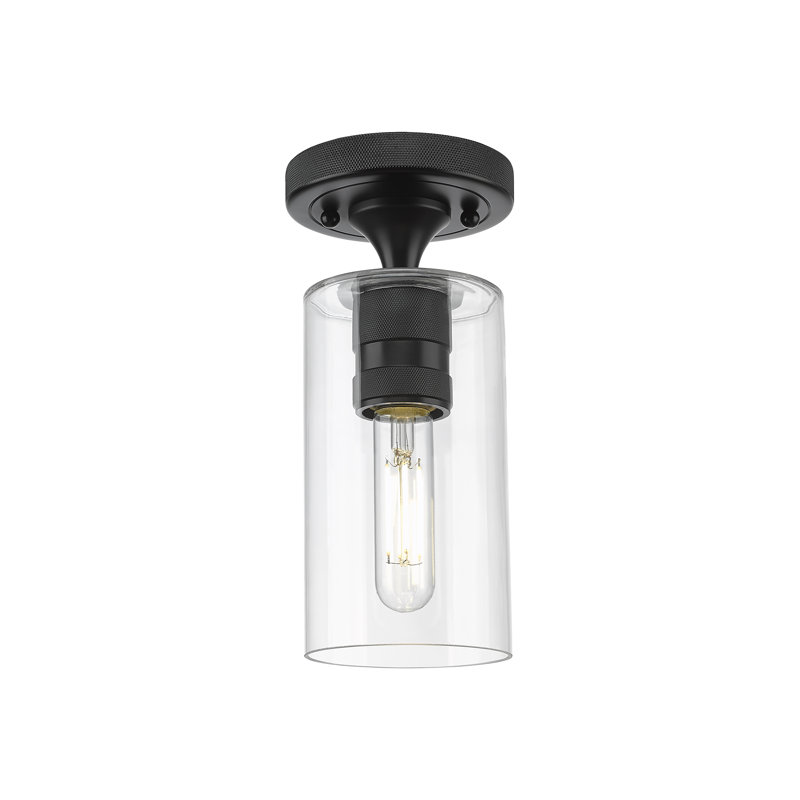 Plafonnier encastré 1 lumière Crown Point, Clair, H 9,63 po x l 4 po X P 4,5, Noir mat