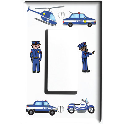 Plaque d'interrupteur de police et prises de courant décoratives pour chambre d'enfant de police (housse simple à bascule)