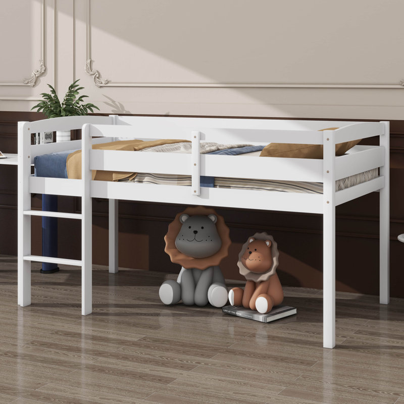 Lit mezzanine en bois Cozy Short, Blanc