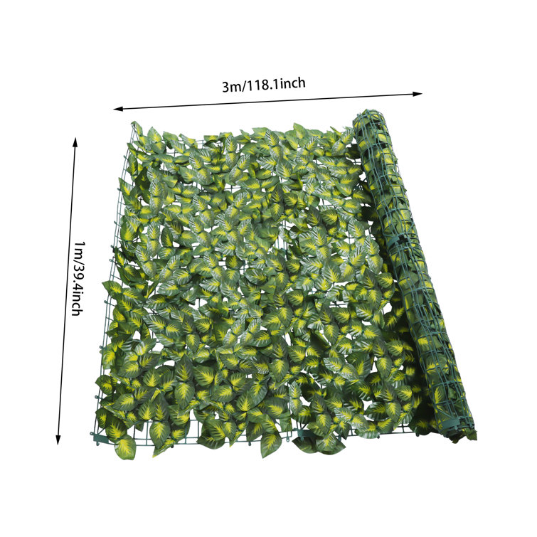 FRONG 118 W X 39.4 H Artificial Green Perilla Leaves Privacy Fence for  Outdoor Home Garden Decor