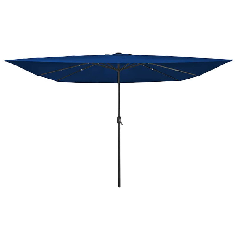 Garden Parasol with LED Strip Lights Polyester and Steel Sun Shade, Blue