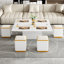 Table basse relevable avec 4 tabourets de rangement pour le salon-480526229
