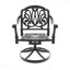 Ensemble de salle à manger 7 pièces en fonte d'aluminium toutes saisons comprenant 6 chaises pivotantes et une table ronde de 48,03 po avec structure noire-1298999677