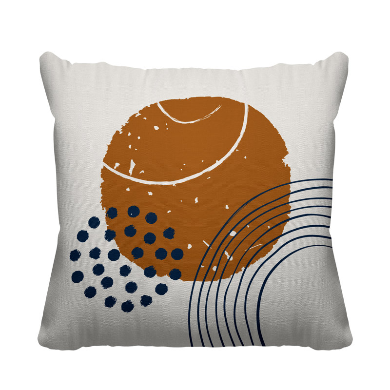 Coussin décoratif intérieur / extérieur Aida Minimalist, L 15 po x H 15 po, Orange / bleu marine