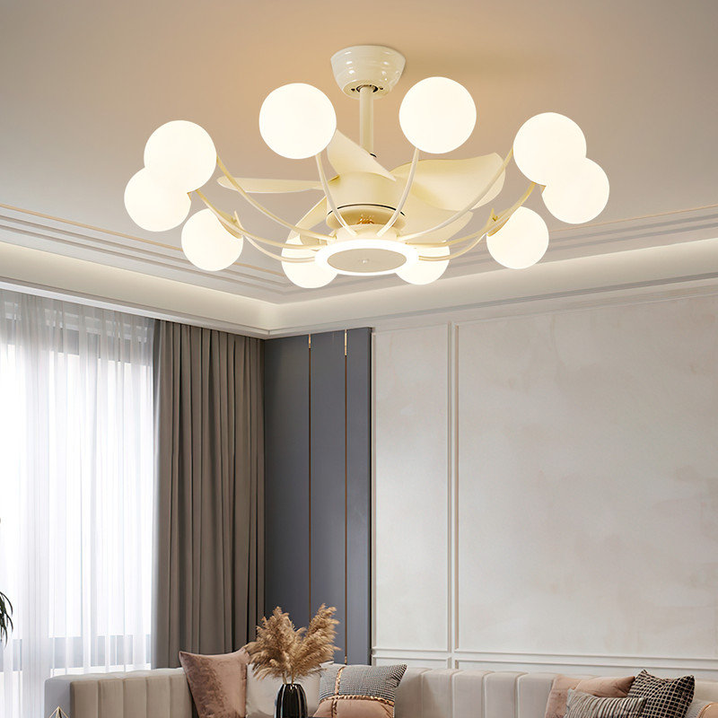 Ventilateur de plafond 39,3 po avec 10 lumières Kamorie, Beige