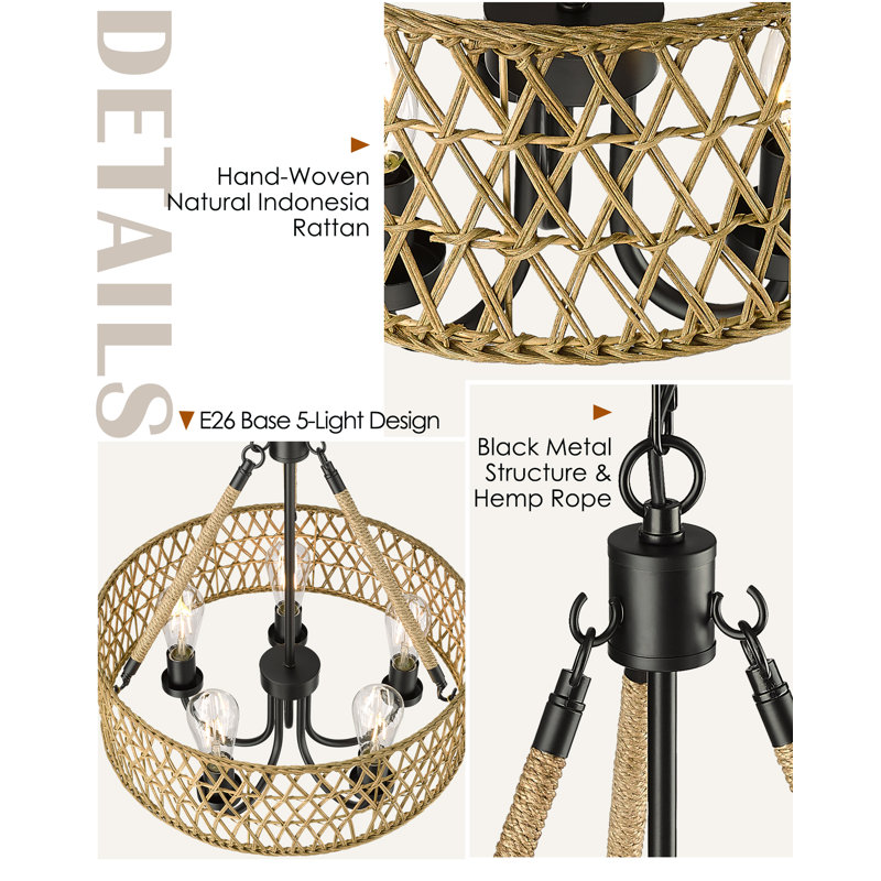 Armel Rattan Semi Flush Mount