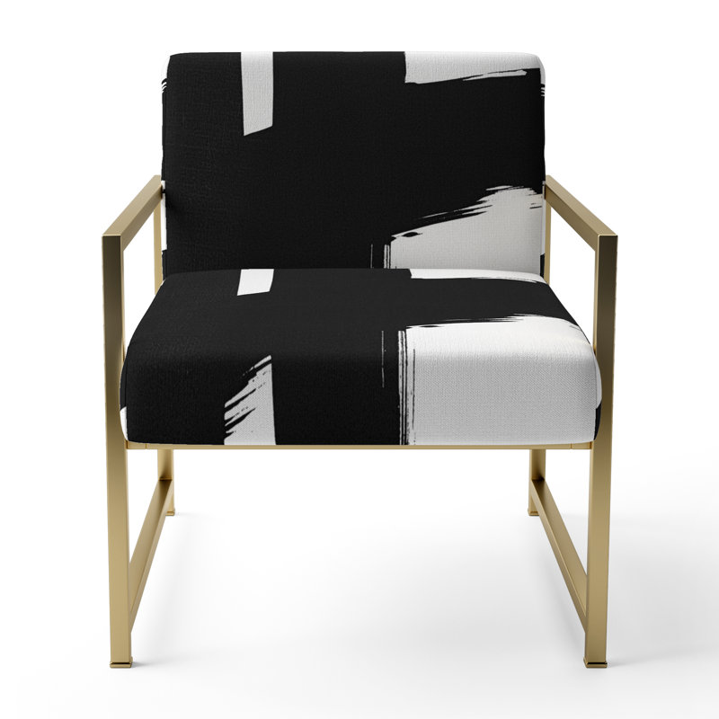 Chaise avec accoudoirs rembourrée dorée Uhler, Doré