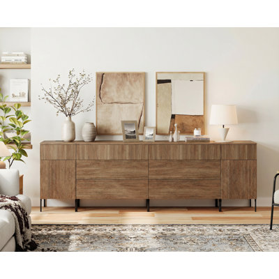 Armoire d'appoint 94,5 po à 8 tiroirs en bois 94,9 po avec design Reeded