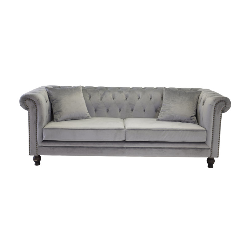 Fenella Velvet Sofa, Light Grey