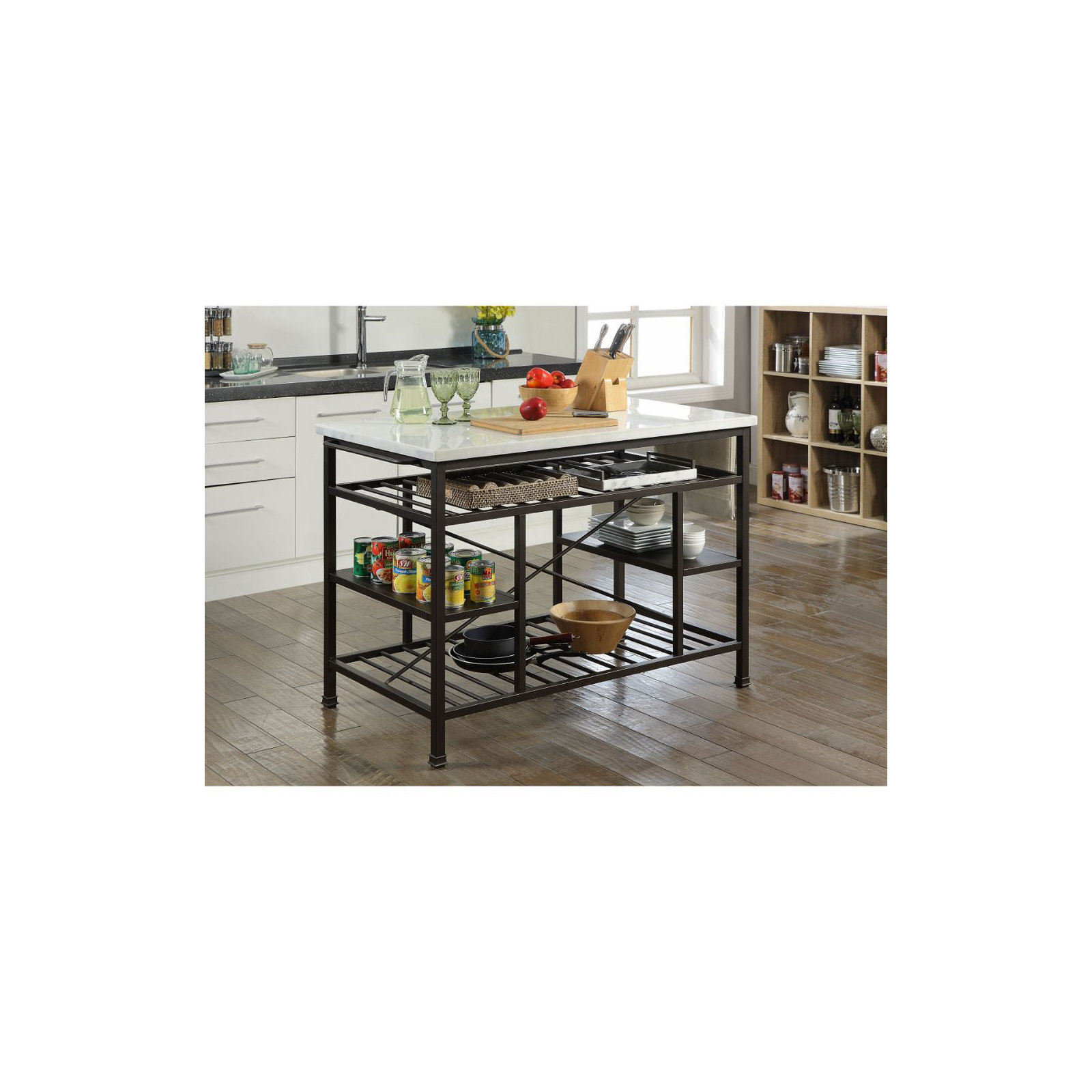Hodder Marble Top Kitchen Island, Gunmetal
