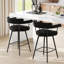 Ensemble de 4 tabourets de bar pivotants en molleton 26 po H-1025691883