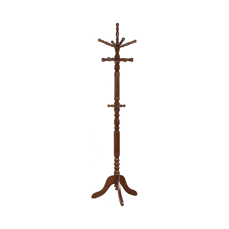 Pendergrass Solid Wood Freestanding Coat Rack, Dark Honey